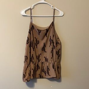 J.O.A. Tan Cactus Print Camisole